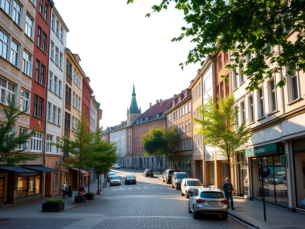 Mapa pokazująca rozmieszczenie infrastruktury usługowej w Ząbkach, z zaznaczeniem sklepów i placówek zdrowia.
